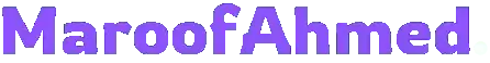 Maroof Ahmed logo with purple text on a transparent background.